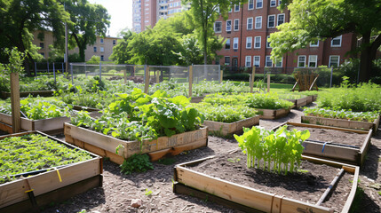 A vibrant community garden showcasing the growing trend of urban agriculture and local food systems.