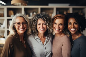 Group of diverse middle-aged women smiling together