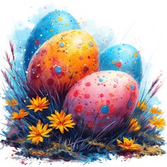 Obraz na płótnie Canvas aster Eggs Clipart, Easter WaterColor, Eggs Clipart, Easter Clipart, Digital Clipart, Clipart Bundle