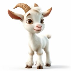 cute funny goat on white background