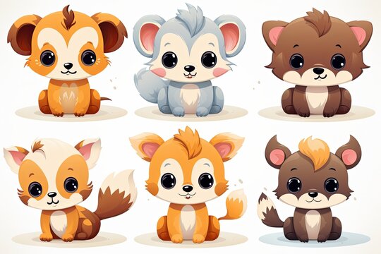 Cute Funny Baby cat cartoon or kitten cliparts with 3d illustration decoration and sticker element on a white background