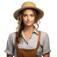 Beautiful young female farmer, cut out