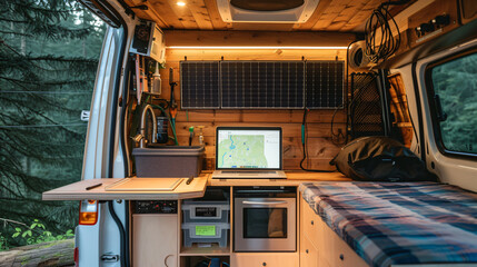 Work and travel off the grid with this solar-powered van, equipped with satellite internet. Live the ultimate digital nomad's dream!
