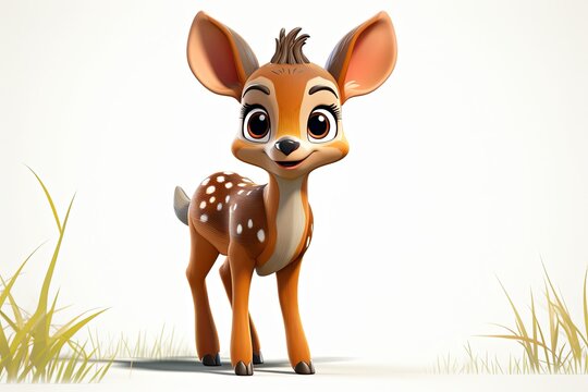 Cute Deers character 3d illustration clipart isolated on white background