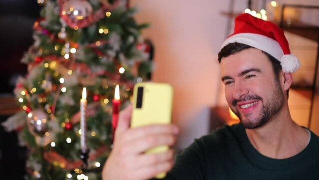 Man taking a selfie during Christmas time 