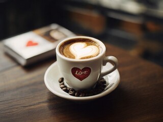 Obraz premium cup of coffee with love heart
