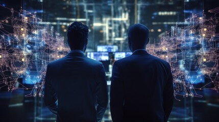 Fototapeta premium IT specialists talk about solving problems in the modern IT industry