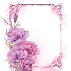 Delicate carnations bloom against a vector watercolor background, creating a warm card filled with love for mom