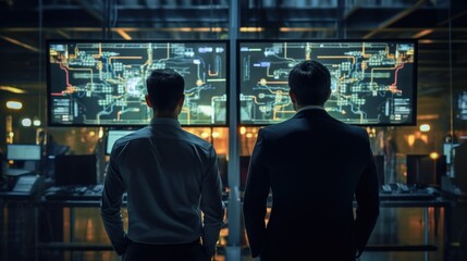 Fototapeta premium IT specialists talk about solving problems in the modern IT industry