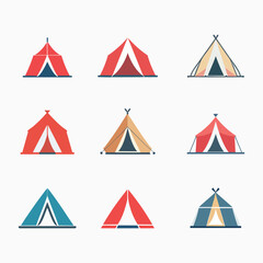 Tent icon Pro style Vector Set