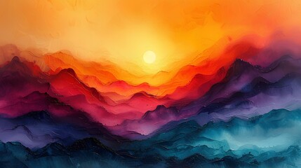 Abstract landscapes created with vibrant colors and expressive brushwork. AI generate illustration - obrazy, fototapety, plakaty