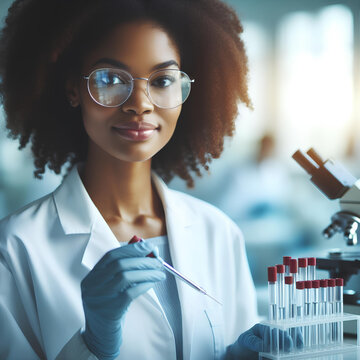 young scientist against the background of a medical laboratory