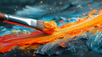 Dynamic shots of a paintbrush in motion. AI generate illustration