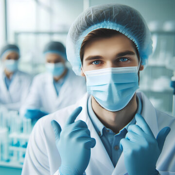 young scientist against the background of a medical laboratory