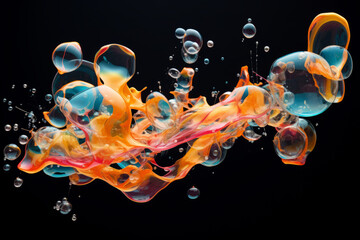 This dynamic image captures the mesmerizing beauty of exploding soap bubbles, with an array of colors bursting forth in a spectacular display.