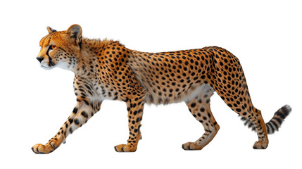 Cheetah Walking Across a White Background