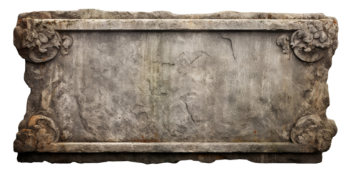 Old stone sign plate, cut out