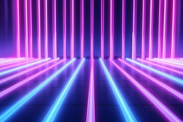 abstract neon background. Modern wallpaper with glowing vertical lines. Generative AI.