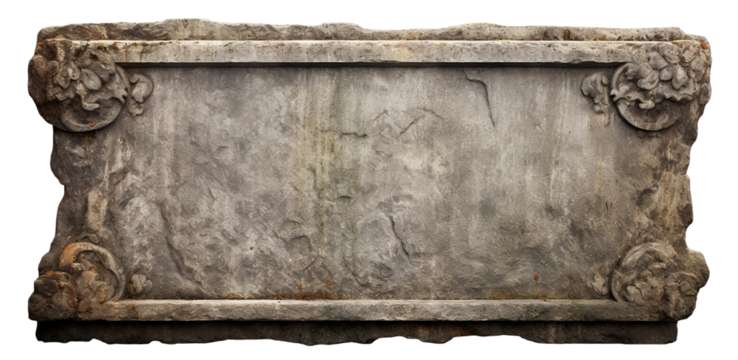 Old stone sign plate, cut out