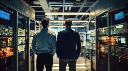 Fototapeta premium IT specialists talk about solving problems in the modern IT industry