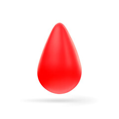 3D Cartoon Red Blood Drop. Design Element for Medicine Concepts, World Donor Day. Vector Illustration of 3D Render.