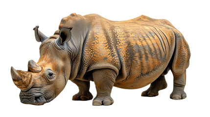 Close-Up of a Rhinoceros on a White Background