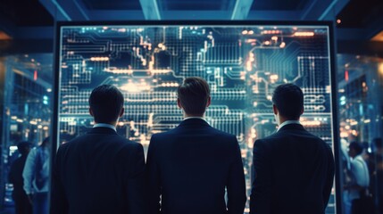 Fototapeta premium IT specialists talk about solving problems in the modern IT industry