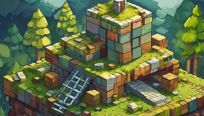 Fotobehang Minecraft artistic house ai generated   © Gill