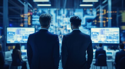 Fototapeta premium IT specialists talk about solving problems in the modern IT industry