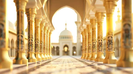 Fotobehang Islamic minimalist concept, mosque arch on 3d illustration 3d rendering © Uzair