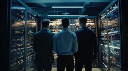 Obraz premium IT specialists talk about solving problems in the modern IT industry