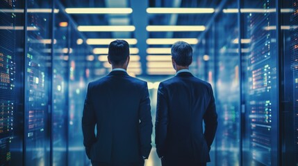 Fototapeta premium IT specialists talk about solving problems in the modern IT industry