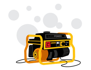 A working generator. Mobile power station. Isolated image for prints, poster and illustrations.