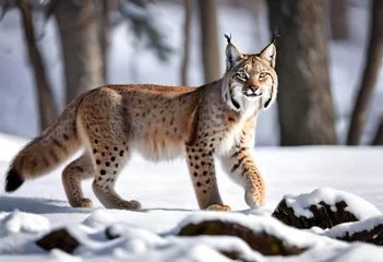 Fotobehang lynx in snow © Shahla