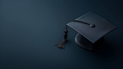 Minimalist background featuring a lone graduation cap, symbolizing academic achievement and success