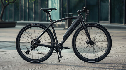 Fototapeta na wymiar Sleek, agile and utterly stylish, this high-end bicycle mockup effortlessly glides through the bustling urban streets, exuding a sense of speed and freedom. Its lightweight design and high-p
