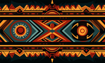 Traditional native artwork, African style geometric seamless background wallpaper vector