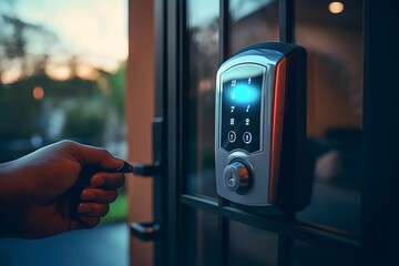 Naklejka premium smart home security system, electronic door lock or alarm system
