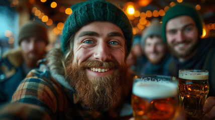 Bearded Man Drinking Beer St. Patrick's Day Celebr