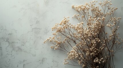 Fototapeta premium Dry plant arrangements against muted backgrounds