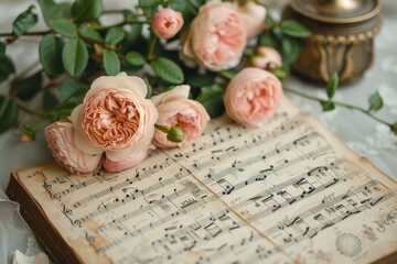 Sheet of Music With Roses.  