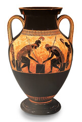 vase étrusque de l'antiquité grecque or et noir détouré