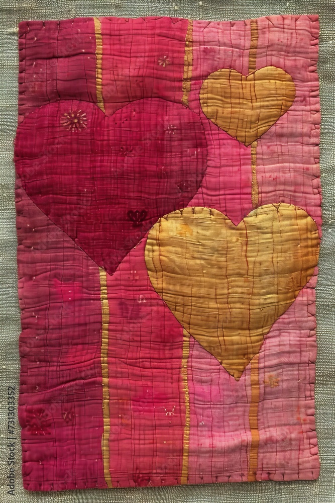 Poster piece of cloth with hearts pattern.