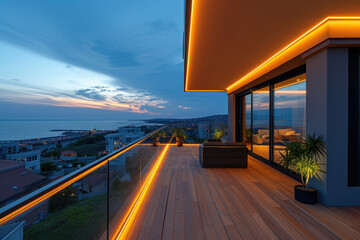 balcony with ambient lighting led