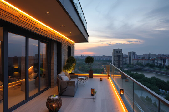 balcony with ambient lighting led