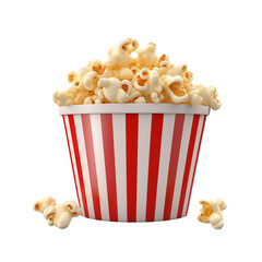 3d popcorn bucket isolated on transparent background, png