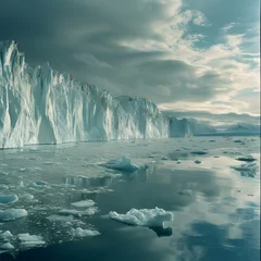 Küchenrückwand glas motiv iceberg in polar regions, the stark reality of global warming as glaciers in the Arctic region visibly melt away © @ArtUmbre