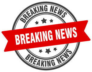 breaking news stamp. breaking news label on transparent background. round sign