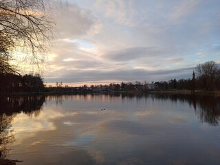 sunset over lake