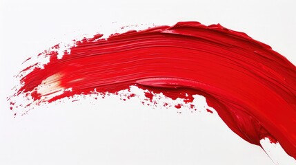 Abstract brushstroke of red paint isolated on white. Space for text